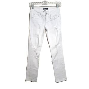 Dollhouse Charley womens skinny jeans 1x26 white ripped stretch denim